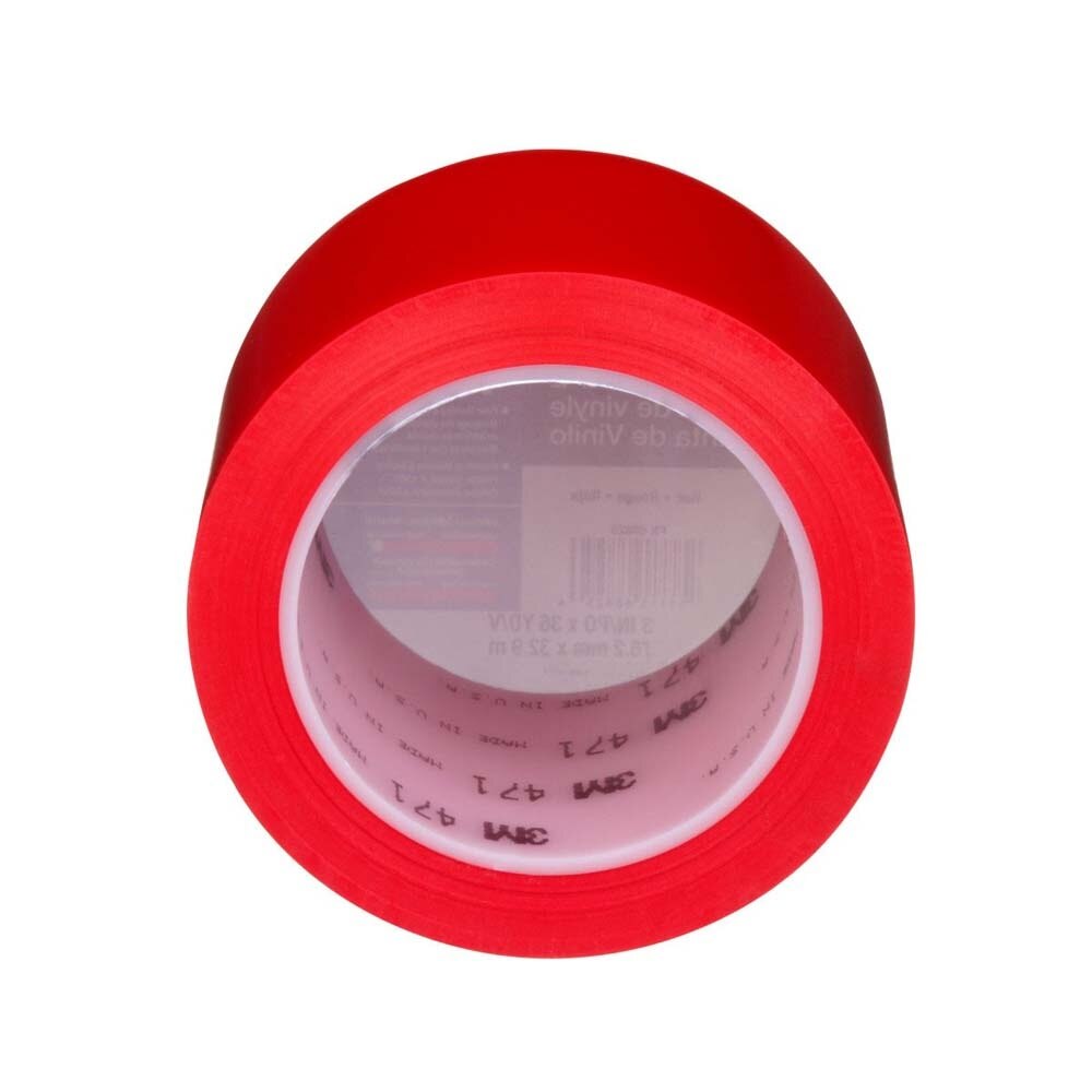3M 7100064525 Vinyl Tape 471 Red for Floor Marking, Paint Masking, Color Coding (1 Roll, 3 in x 36 yd) - 7