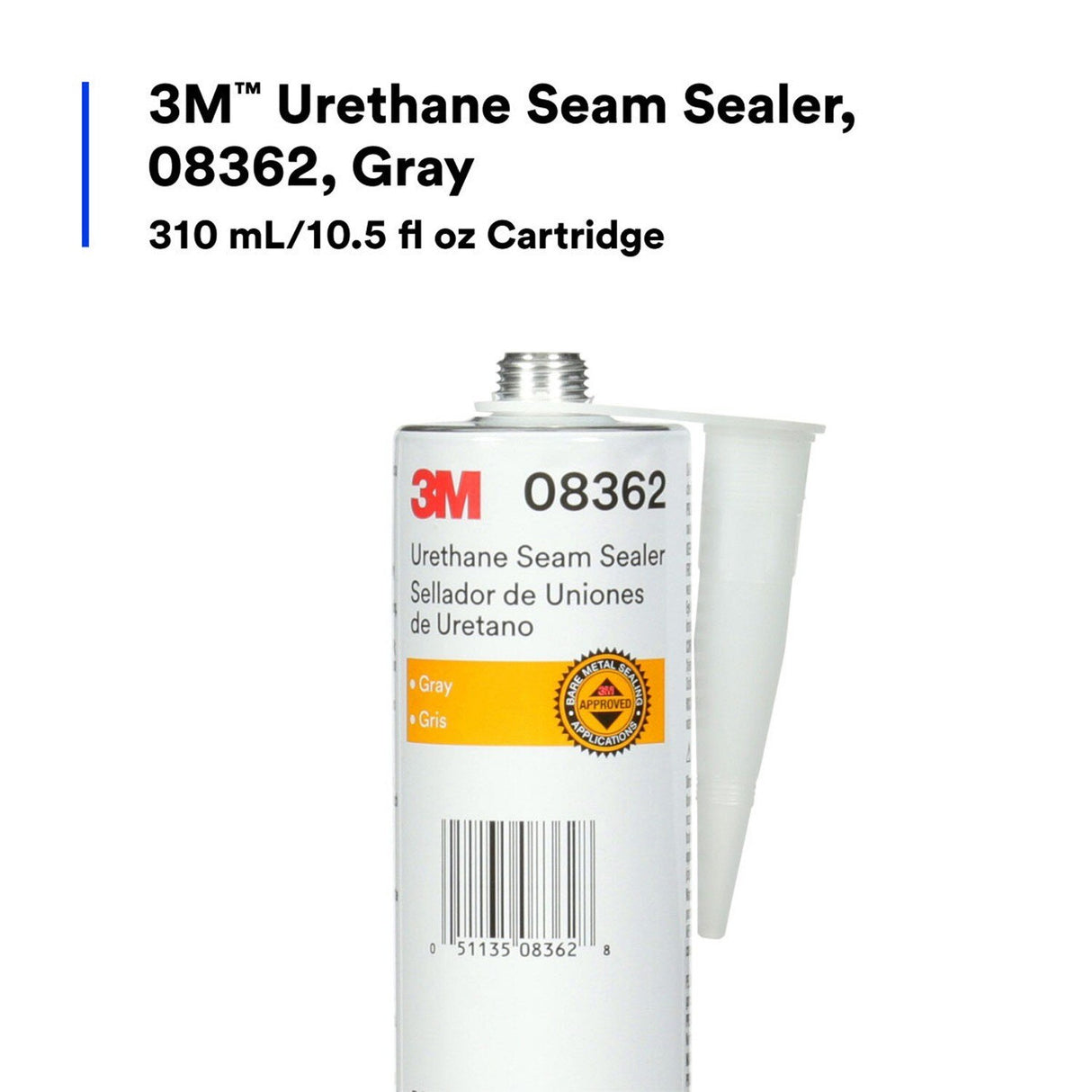 3M 08362 Urethane Seam Sealer, Gray, High Solids, Permanently Flexible, 310 mL/10.5 fl oz Cartridge (7100066294) (12 Pack) - 2