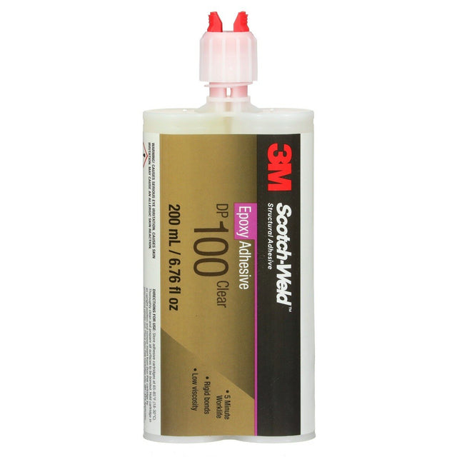 3M Scotch-Weld Epoxy Adhesive DP100 Clear Two-Part Fast Cure Rigid Epoxy 200 mL 6.76 fl oz Duo-Pak (DP100) (7100075490) (12 Pack)