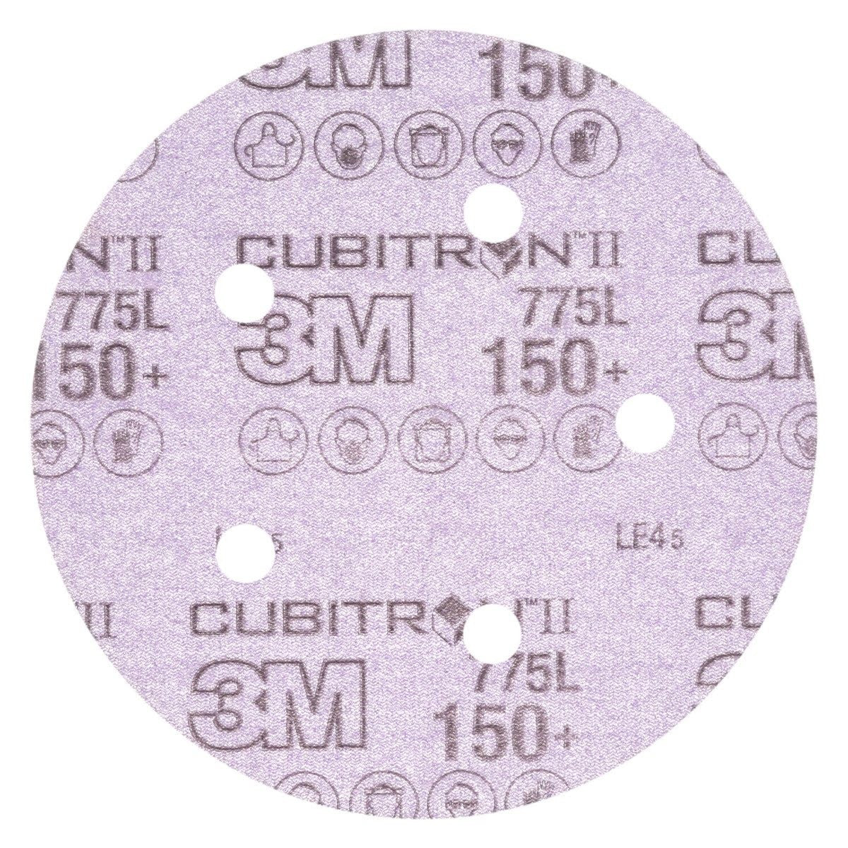 3M 775L Cubitron II Hookit Film Disc, 150+, 3 mil, Purple, 5 in x NH, 5HL, Die 500FH (7100075696) (1250 Pack)