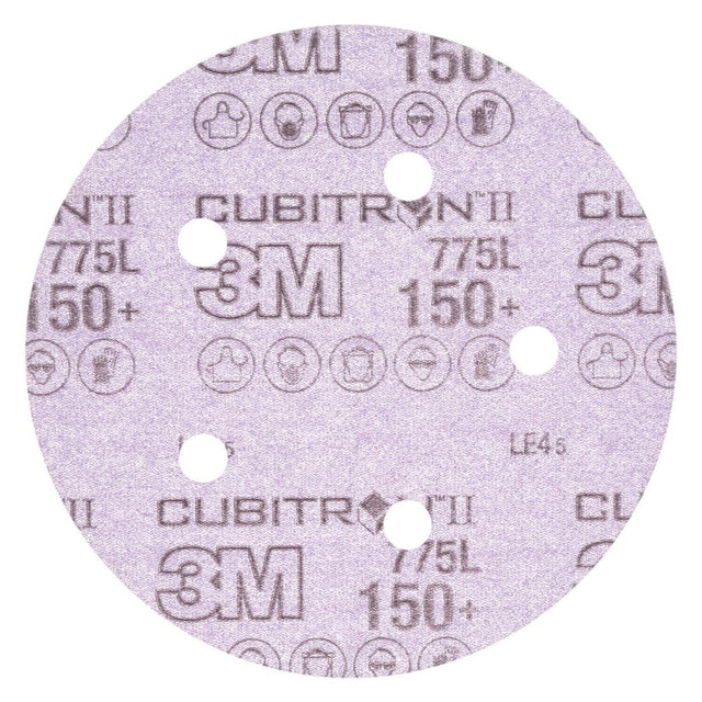 3M 775L Cubitron II Hookit Film Disc, 150+, 3 mil, Purple, 5 in x NH, 5HL, Die 500FH (7100075696) (1250 Pack)