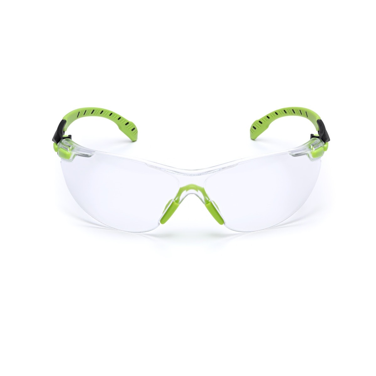 3M S1201SGAF Solus 1000 Safety Glasses, Clear Polycarbonate Lens, Scotchgard Anti-Fog Anti-Scratch, Green/Black Half-Frame, Padded Temples, Soft Nosebridge, ANSI Z87.1 UV Protection (7100079049) (20 Pack)