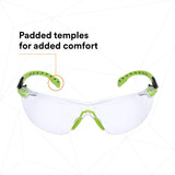 3M S1201SGAF Solus 1000 Safety Glasses, Clear Polycarbonate Lens, Scotchgard Anti-Fog Anti-Scratch, Green/Black Half-Frame, Padded Temples, Soft Nosebridge, ANSI Z87.1 UV Protection (7100079049) (20 Pack) - 5