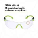 3M S1201SGAF Solus 1000 Safety Glasses, Clear Polycarbonate Lens, Scotchgard Anti-Fog Anti-Scratch, Green/Black Half-Frame, Padded Temples, Soft Nosebridge, ANSI Z87.1 UV Protection (7100079049) (20 Pack) - 6
