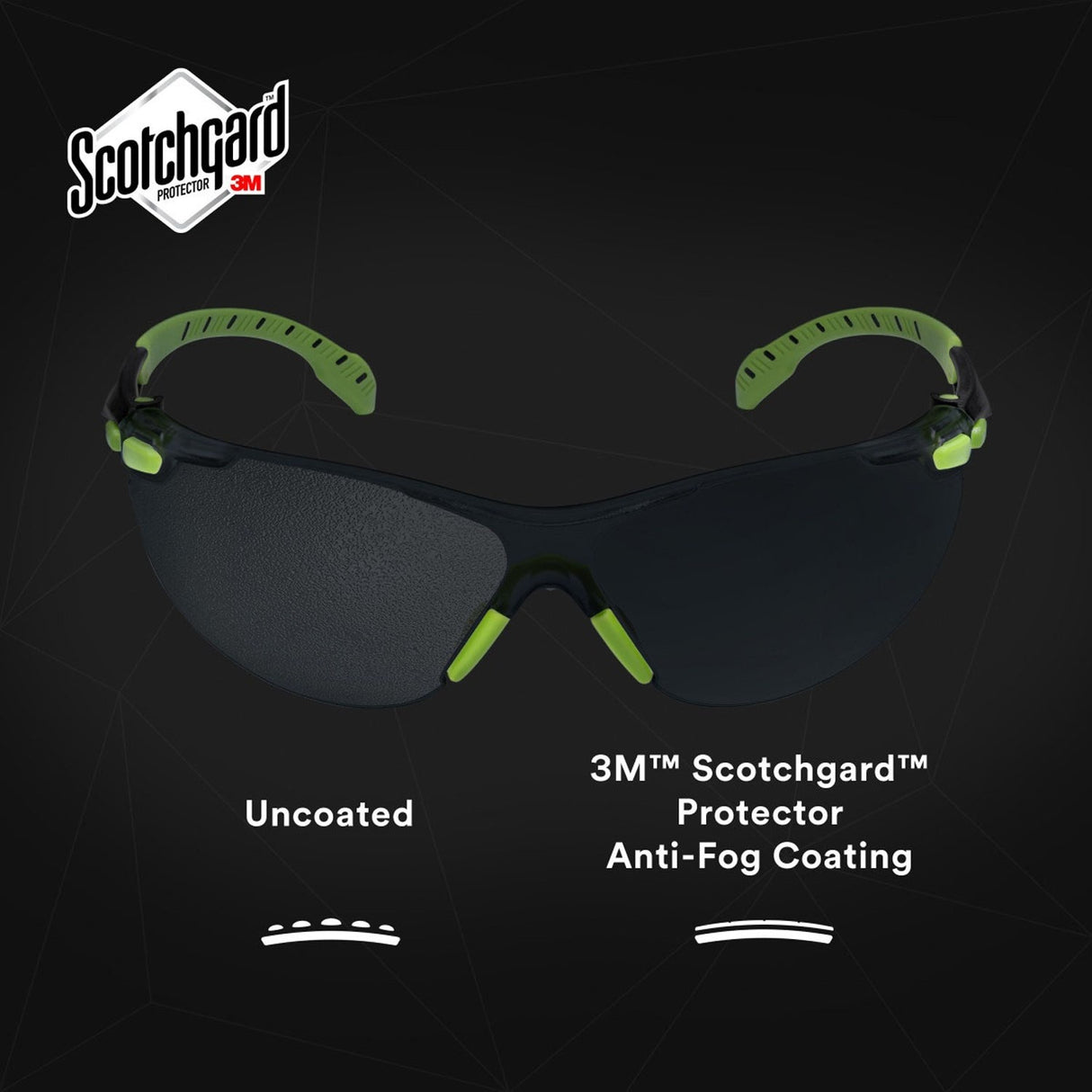 3M S1202SGAF Solus 1000 Series Safety Glasses, Scotchgard Anti-Fog, Gray Lens, Green/Black Frame, ANSI Z87.1, UV Protection (7100079180) (20 Pack) - 4