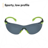 3M S1202SGAF Solus 1000 Series Safety Glasses, Scotchgard Anti-Fog, Gray Lens, Green/Black Frame, ANSI Z87.1, UV Protection (7100079180) (20 Pack) - 7