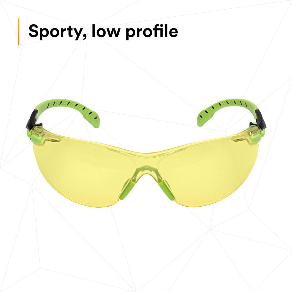 3M S1203SGAF Solus Safety Glasses, 1000 Series, Anti-Fog/Anti-Scratch, Amber Lens, Green/Black Frame, ANSI Z87.1 (7100079181) (20 Pack) - 3