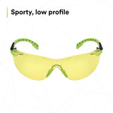 3M S1203SGAF Solus Safety Glasses, 1000 Series, Anti-Fog/Anti-Scratch, Amber Lens, Green/Black Frame, ANSI Z87.1 (7100079181) (20 Pack) - 3
