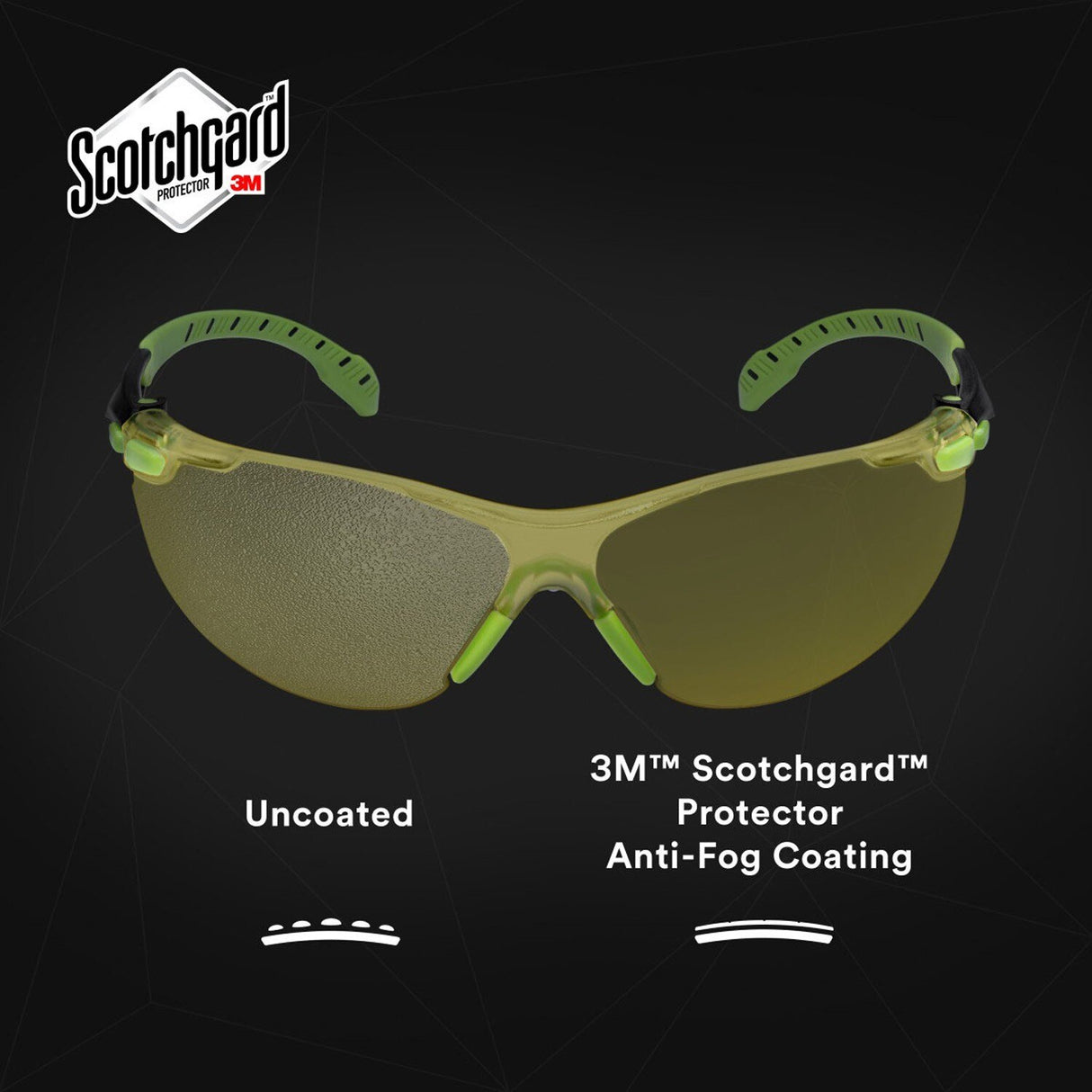 3M S1203SGAF Solus Safety Glasses, 1000 Series, Anti-Fog/Anti-Scratch, Amber Lens, Green/Black Frame, ANSI Z87.1 (7100079181) (20 Pack) - 4