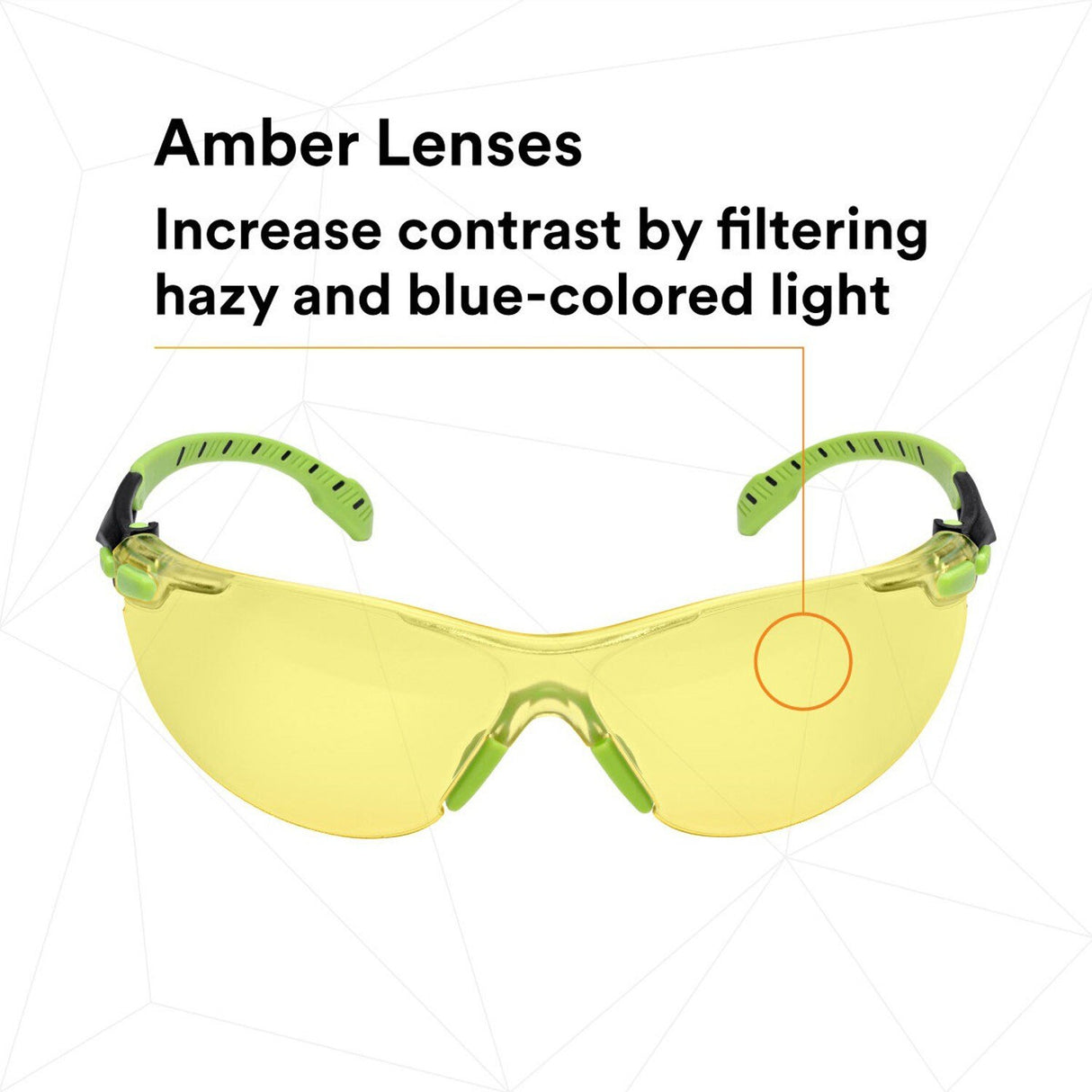 3M S1203SGAF Solus Safety Glasses, 1000 Series, Anti-Fog/Anti-Scratch, Amber Lens, Green/Black Frame, ANSI Z87.1 (7100079181) (20 Pack) - 6