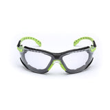 3M S1201SGAF-KT Solus Safety Glasses 1000 Series Scotchgard Anti-Fog, Clear Lens, Green/Black Frame, Removable Foam Gasket and Strap, ANSI Z87 (7100079182) (20 Pack)