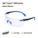 3M S1101SGAF Solus Safety Glasses, 1000 Series, Clear Lens, Blue/Black Frame, ANSI Z87 Impact Rated, Anti-Fog (7100079183) - 5