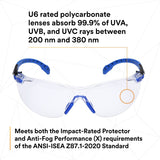 3M S1101SGAF Solus Safety Glasses, 1000 Series, Clear Lens, Blue/Black Frame, ANSI Z87 Impact Rated, Anti-Fog (7100079183) - 10