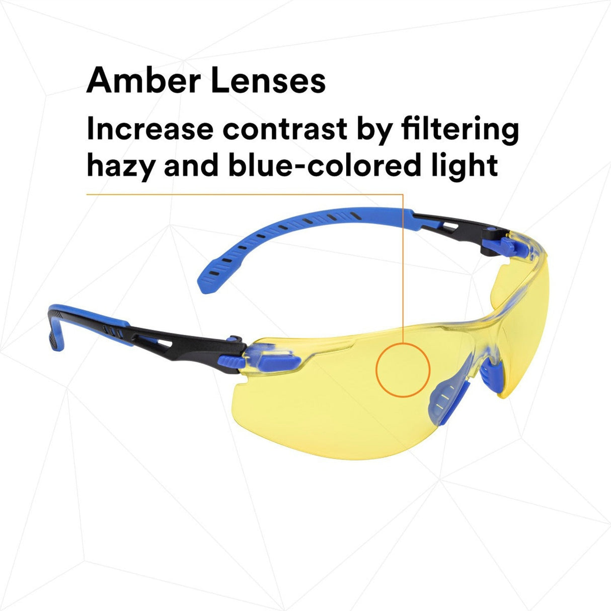 3M S1103SGAF Solus Safety Glasses 1000 Series Anti-Fog Amber Lens Blue/Black Frame ANSI Z87.1 (7100079185) (20 Pack) - 6