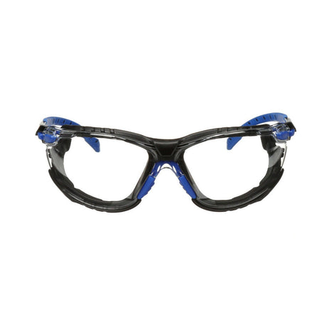 3M Solus Safety Glasses 1000 Series Scotchgard Anti-Fog Clear Lens Blue/Black Frame Removable Foam Gasket and Strap (27189) (7100079186) (20 Pack)