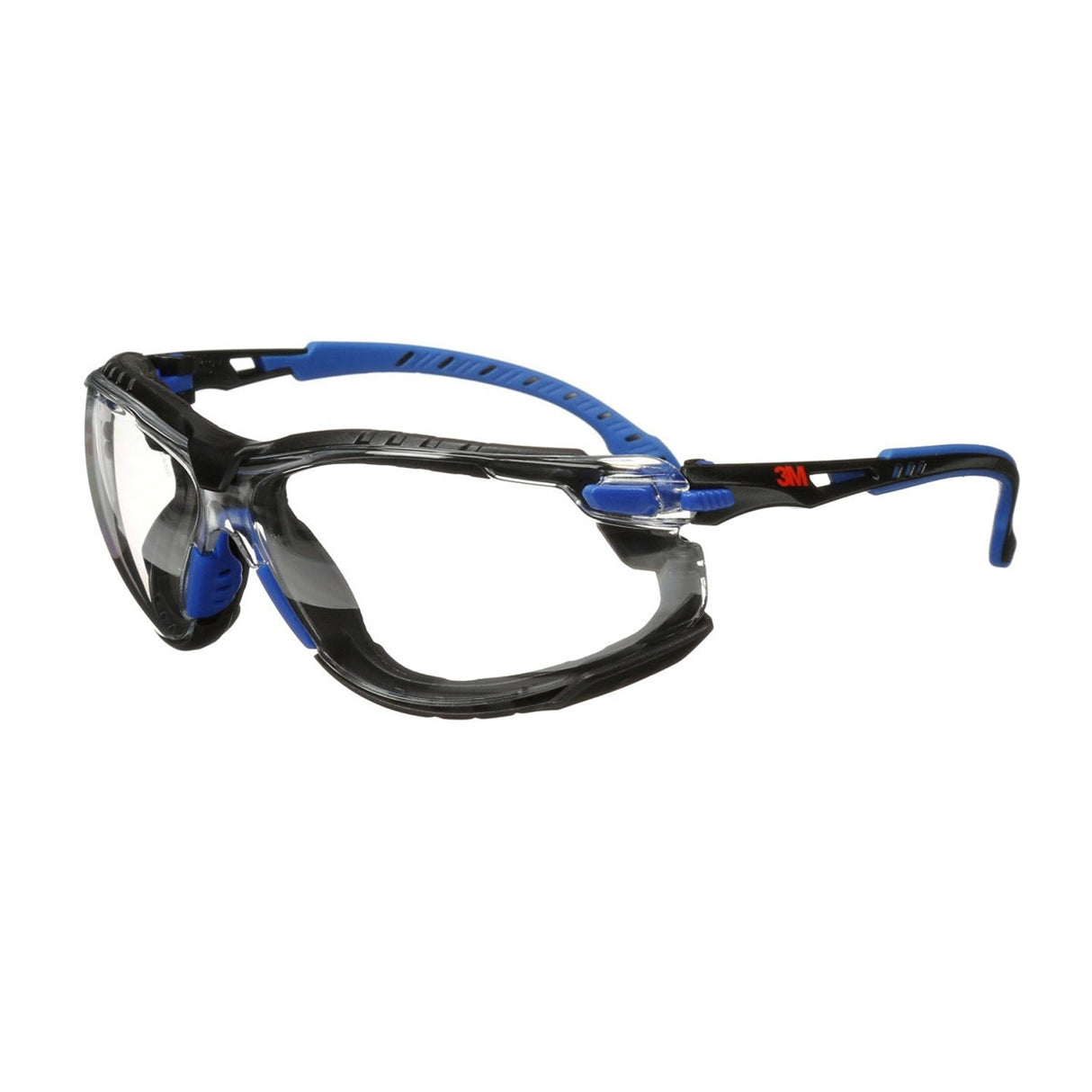 3M Solus Safety Glasses 1000 Series Scotchgard Anti-Fog Clear Lens Blue/Black Frame Removable Foam Gasket and Strap (27189) (7100079186) (20 Pack) - 2