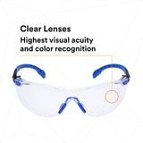 3M Solus Safety Glasses 1000 Series Scotchgard Anti-Fog Clear Lens Blue/Black Frame Removable Foam Gasket and Strap (27189) (7100079186) (20 Pack) - 8