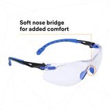 3M Solus Safety Glasses 1000 Series Scotchgard Anti-Fog Clear Lens Blue/Black Frame Removable Foam Gasket and Strap (27189) (7100079186) (20 Pack) - 10