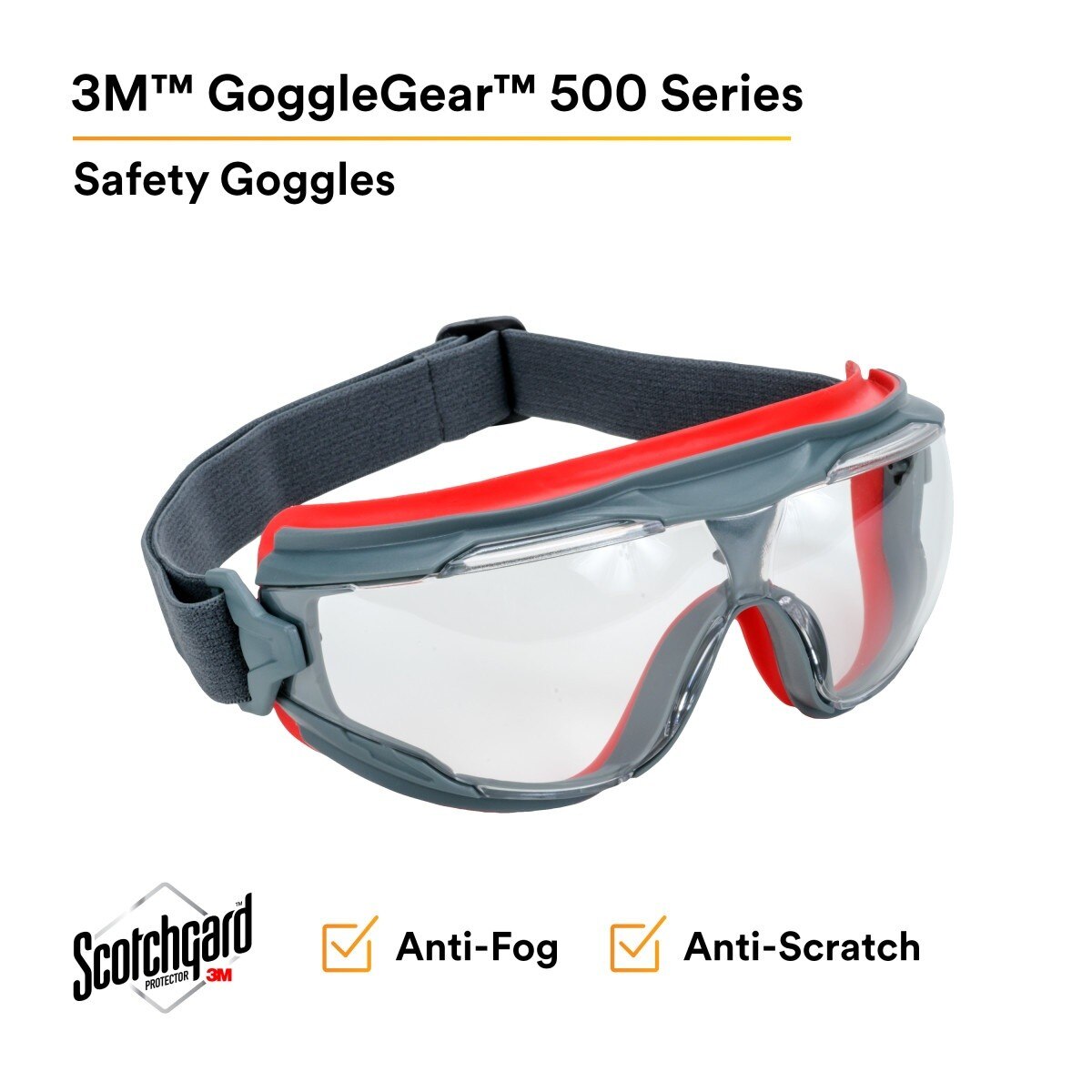 3M GG501SGAF GoggleGear 500 Series Safety Goggles, Clear Lens, Anti-Fog, Indirect Ventilation, Adjustable Cloth Strap, D3/D4 Rated ANSI Z87.1-2015 (7100079187) (1 Pair) - 5