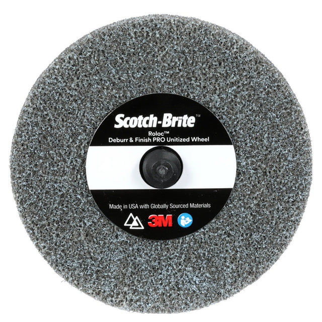 3M DP-UR Scotch-Brite Roloc Deburr & Finish PRO Unitized Wheel, 6C Medium+, TR, 3 in x 1/8 in (7100081366) (40 Pack)