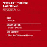 3M HP-HP 7446 Scotch-Brite Blending Hand Pad, SiC Medium, Gray, 6 in x 9 in (7100082599) (20 Pack) - 7