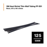 3M FP-301-3/8-48"-Black Heat Shrink Thin-Wall Tubing, 48 in Length (7100086437) (125 Pack) - 5