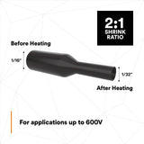 3M FP-301-3/8-48"-Black Heat Shrink Thin-Wall Tubing, 48 in Length (7100086437) (125 Pack) - 6