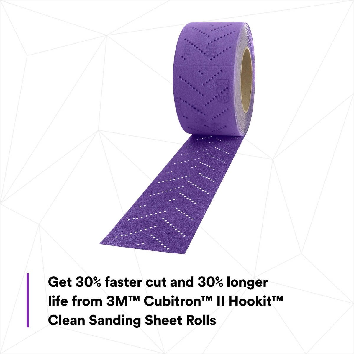3M 737U Cubitron II Hookit Clean Sanding Abrasive Sheet Roll, Multi-Hole, 40+, Purple, 70 mm x 8 m (34440) (7100086671) (5 Pack) - 5