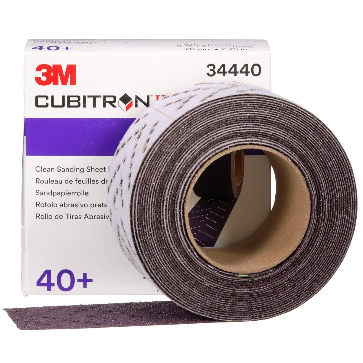 3M 737U Cubitron II Hookit Clean Sanding Abrasive Sheet Roll, Multi-Hole, 40+, Purple, 70 mm x 8 m (34440) (7100086671) (5 Pack) - 9