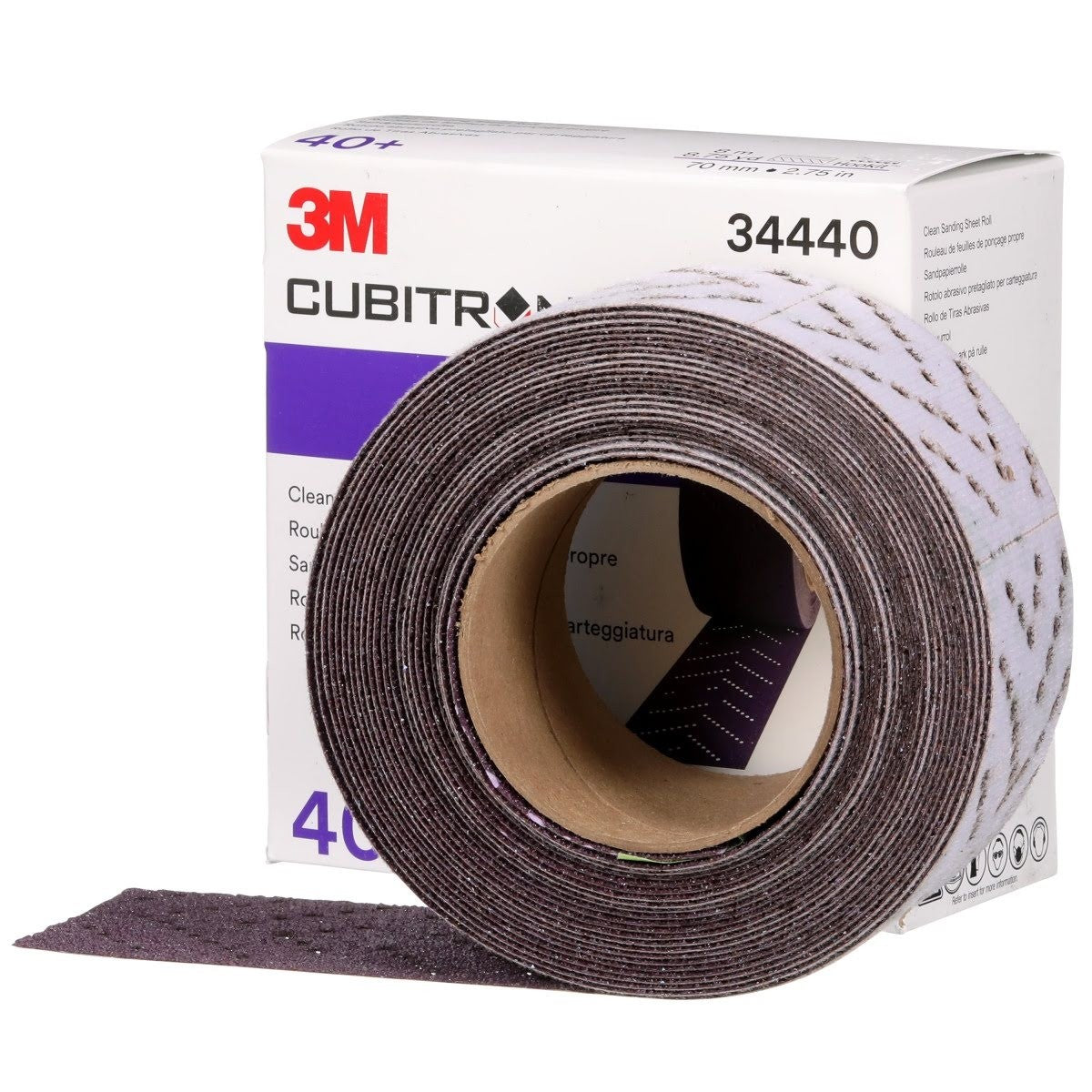 3M 737U Cubitron II Hookit Clean Sanding Abrasive Sheet Roll, Multi-Hole, 40+, Purple, 70 mm x 8 m (34440) (7100086671) (5 Pack) - 10