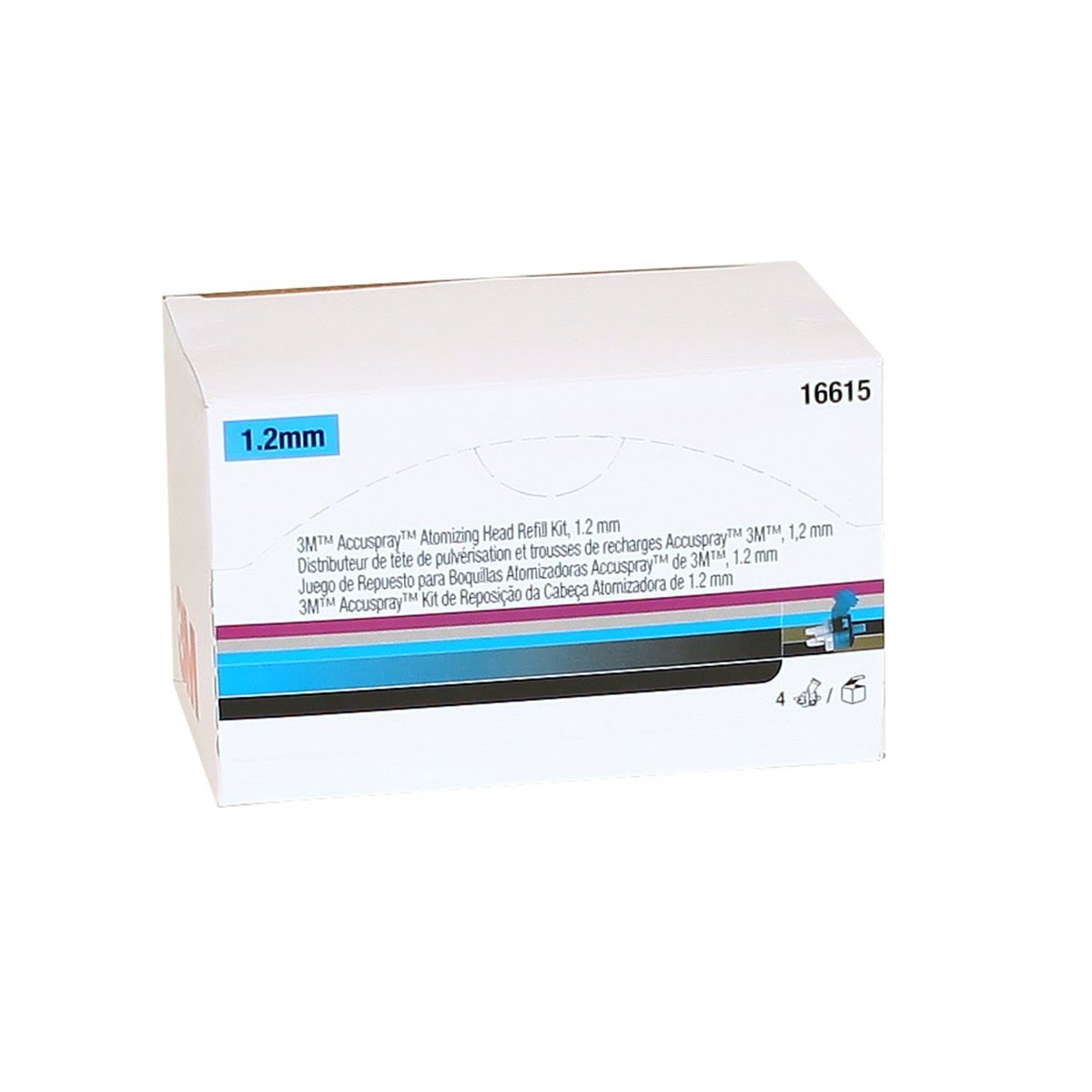 3M 7100086837 Accuspray Atomizing Head, Blue, 1.2 mm (16615) (4 Pieces) (6 Pack) - 4