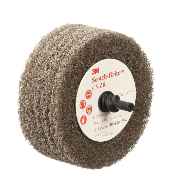 3M Scotch-Brite Roloc Cut and Polish Flap Brush, Aluminum Oxide, Medium, Tan, 3 in x 1-3/8 in (7100088221) (10 Pack)