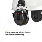 3M 7100088423 PELTOR ProTac III Headset, 23 dB NRR, Microphone, 3.5mm, Wireless, Environmental Listening, Professional-Quality Hearing Protection, Hard Hat Attached, MT13H221P3E, Black - 3
