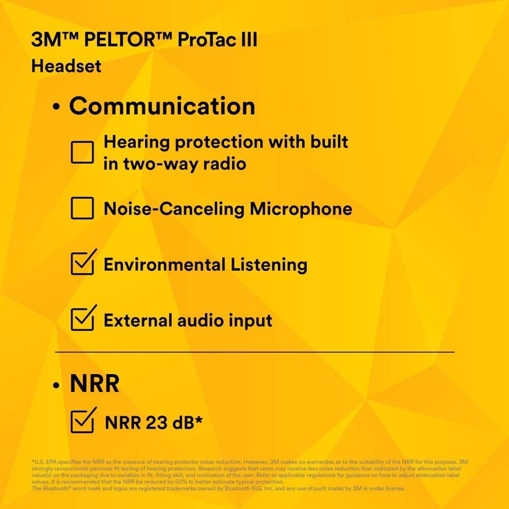 3M 7100088423 PELTOR ProTac III Headset, 23 dB NRR, Microphone, 3.5mm, Wireless, Environmental Listening, Professional-Quality Hearing Protection, Hard Hat Attached, MT13H221P3E, Black - 8