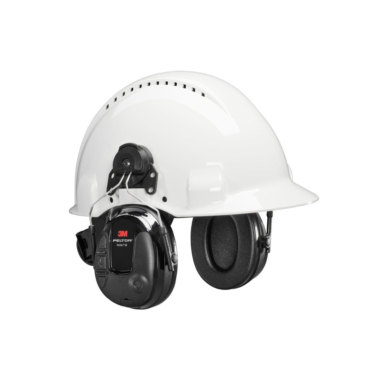 3M MT13H220P3E PELTOR ProTac III Slim Hard Hat Mounted Electronic Hearing Protector with 3.5mm Input Black (7100088455)