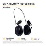 3M MT13H220P3E PELTOR ProTac III Slim Hard Hat Mounted Electronic Hearing Protector with 3.5mm Input Black (7100088455) - 2