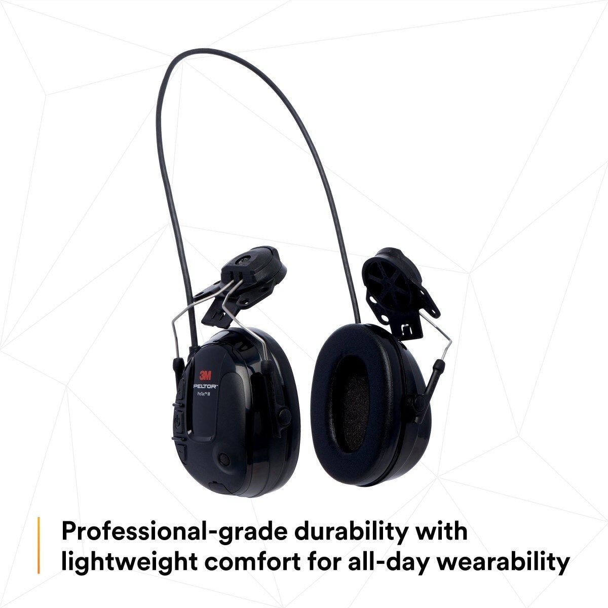3M MT13H220P3E PELTOR ProTac III Slim Hard Hat Mounted Electronic Hearing Protector with 3.5mm Input Black (7100088455) - 4