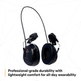 3M MT13H220P3E PELTOR ProTac III Slim Hard Hat Mounted Electronic Hearing Protector with 3.5mm Input Black (7100088455) - 4