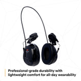 3M MT13H220P3E PELTOR ProTac III Slim Hard Hat Mounted Electronic Hearing Protector with 3.5mm Input Black (7100088455) (10 Pack) - 4