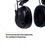 3M MT13H220P3E PELTOR ProTac III Slim Hard Hat Mounted Electronic Hearing Protector with 3.5mm Input Black (7100088455) (10 Pack) - 6