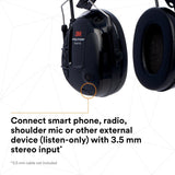 3M MT13H220P3E PELTOR ProTac III Slim Hard Hat Mounted Electronic Hearing Protector with 3.5mm Input Black (7100088455) - 7