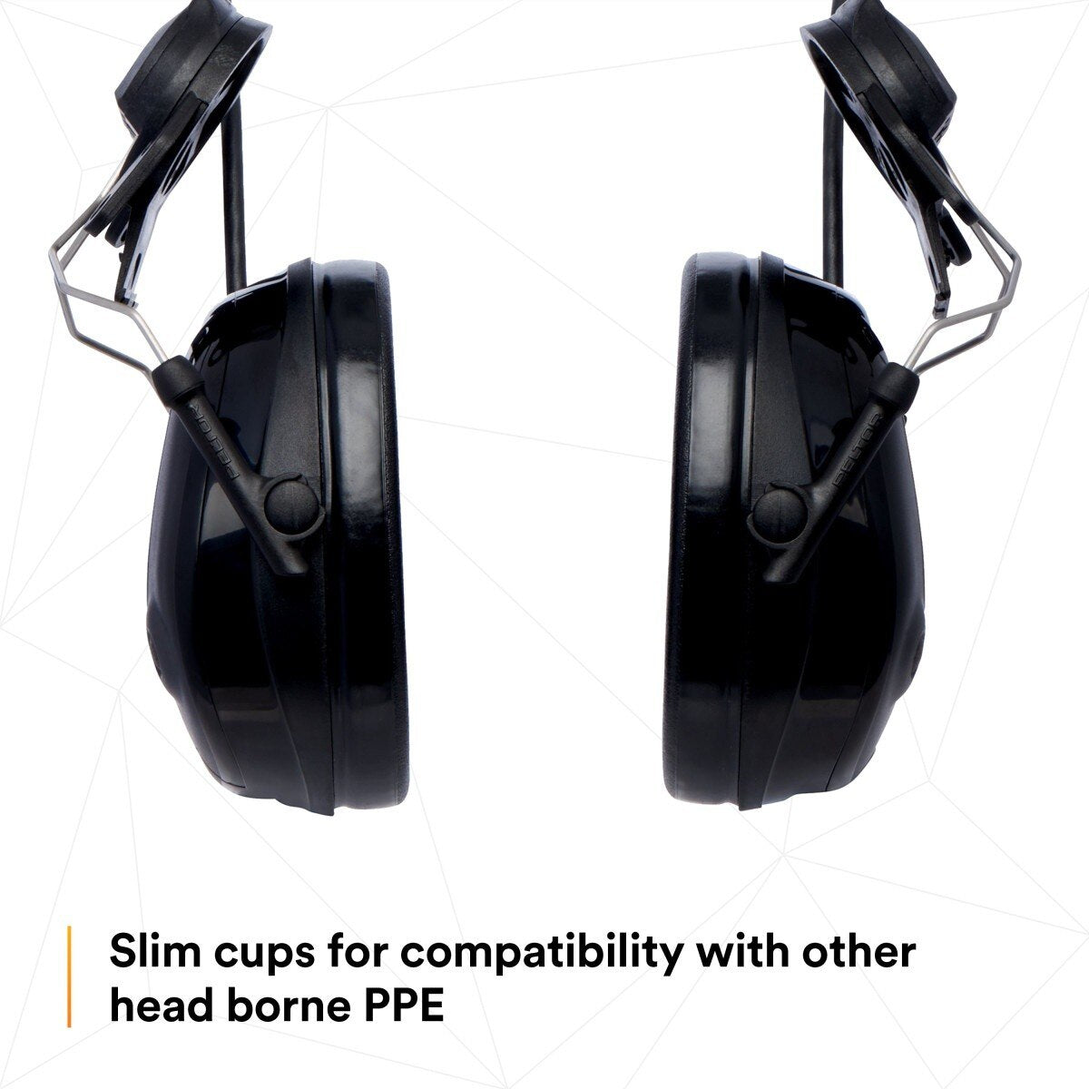 3M MT13H220P3E PELTOR ProTac III Slim Hard Hat Mounted Electronic Hearing Protector with 3.5mm Input Black (7100088455) - 10