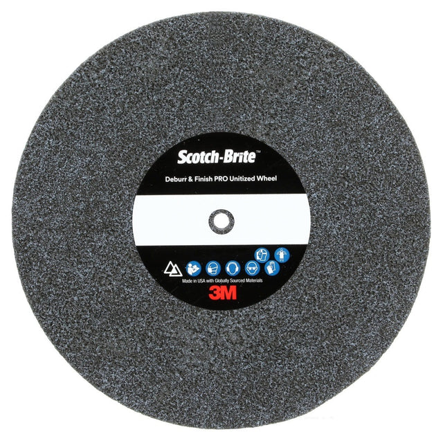 3M DP-UW Scotch-Brite Deburr & Finish PRO Unitized Wheel, 6C Medium+, 6 in x 1/8 in x 1 in (7100088615) (16 Pack)