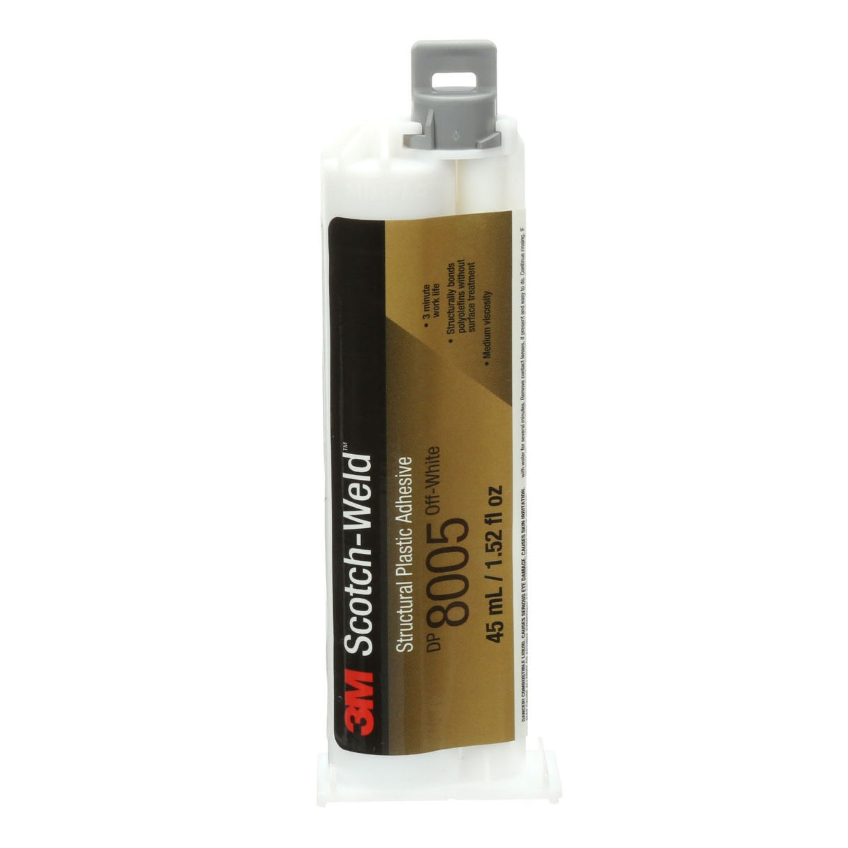 3M Scotch-Weld DP8005 Structural Plastic Adhesive, Off-White, 45 mL Duo-Pak (8005) (7100088846) (12 Pack)