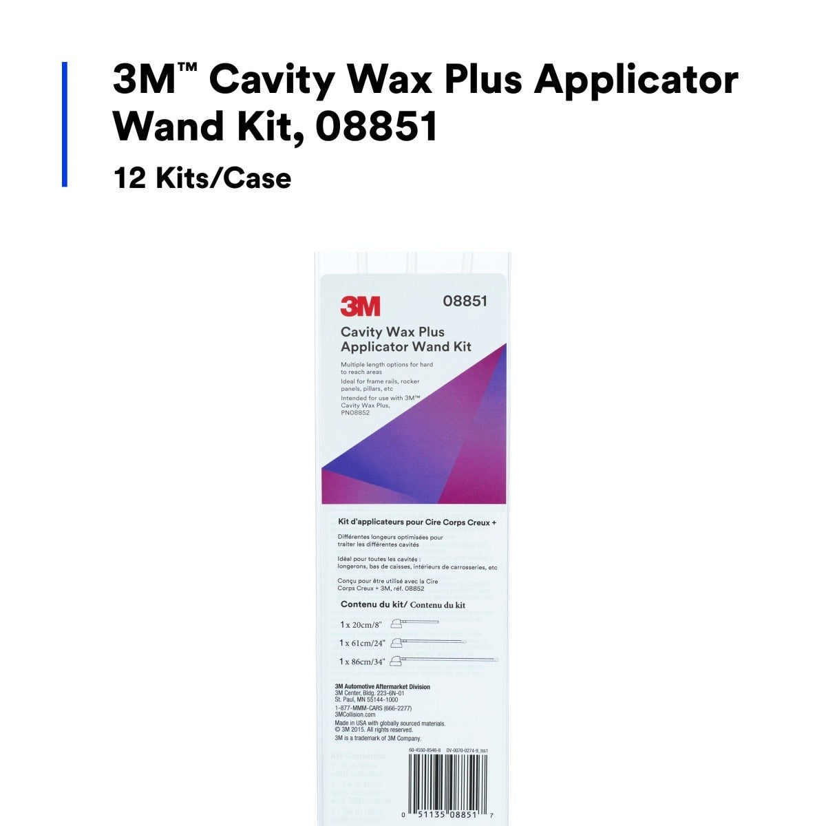 3M Cavity Wax Plus Applicator Wand Kit, 360 Degree Nozzles, Corrosion Protection, Collision Repair (08851) (7100088894) (12 Pack) - 3