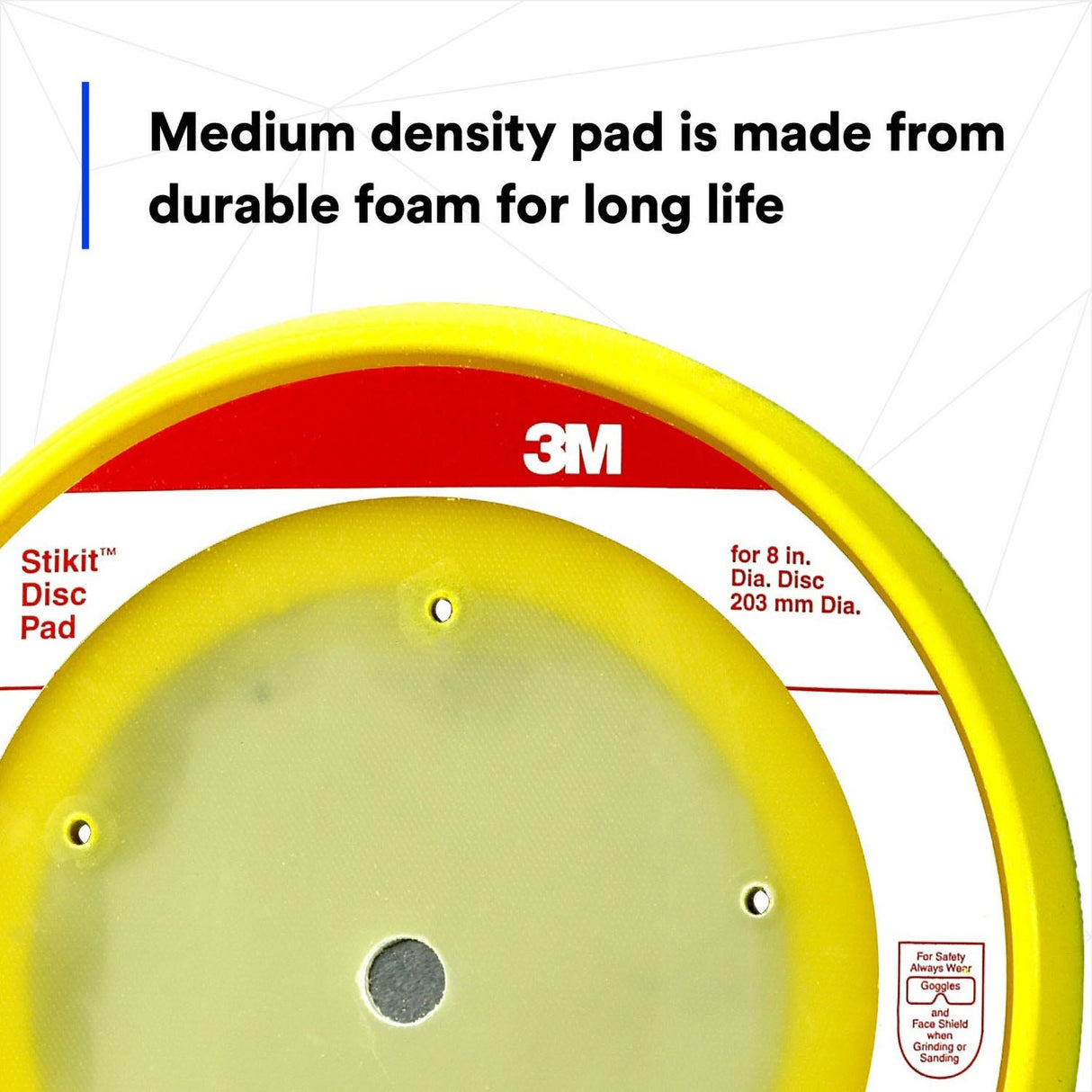 3M 05581 Stikit Abrasive Disc Back-up Pad, Dust Free, PSA, Yellow, 8 in (7100089474) - 5
