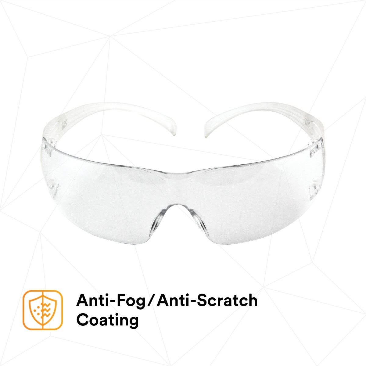 3M SF201AF SecureFit Safety Glasses, ANSI Z87, Anti Fog Plus Anti Scratch Clear Lens, Clear Frame, Flexible Temples (7100090435) (20 Pack) - 4