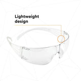 3M SF201AF SecureFit Safety Glasses, ANSI Z87, Anti Fog Plus Anti Scratch Clear Lens, Clear Frame, Flexible Temples (7100090435) (20 Pack) - 5