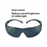 3M SF202AFP SecureFit Safety Glasses, Anti-Fog Plus Anti-Scratch, Gray Lens, Gray Frame (7100090616) (400 Pack) - 4