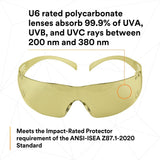 3M SF203AFP SecureFit Safety Glasses, Anti-Fog Plus Anti-Scratch, Amber Lens, Amber Frame, Flexible Temples (7100090617) (20 Pack) - 8